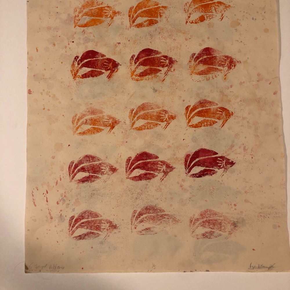 Red and orange beta fish print